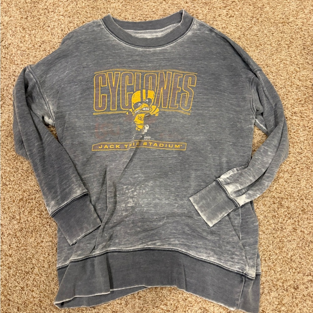 Cyclones Vintage-Style Long Sleeve Tee - Gray/Yellow